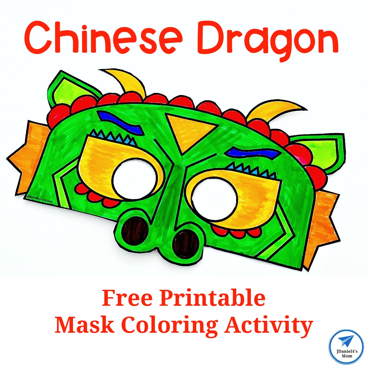 Chinese dragon mask printable coloring activity