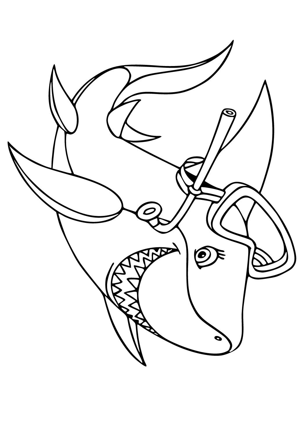 Free printable shark mask coloring page for adults and kids