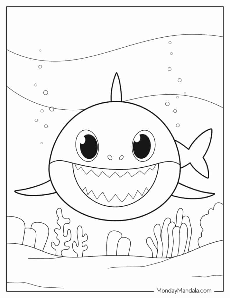 Baby shark coloring pages free pdf printables