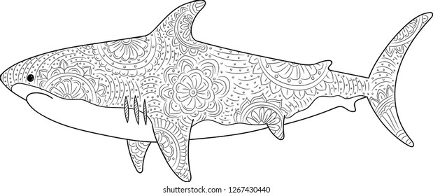 Sea life coloring page illustration print stock vector royalty free