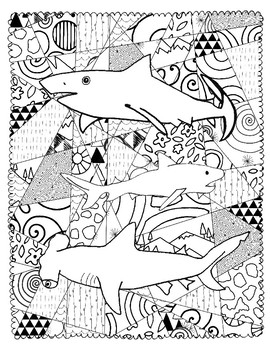 Shark coloring pages by art is basic tpt