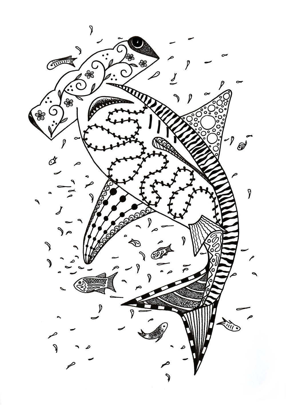 Hammerhead shark coloring page