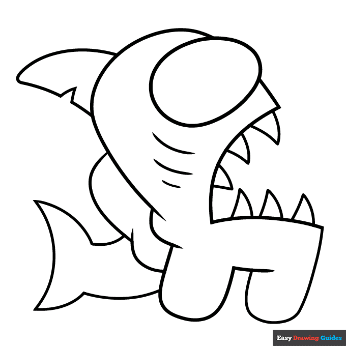 Among us shark coloring page easy drawing guides