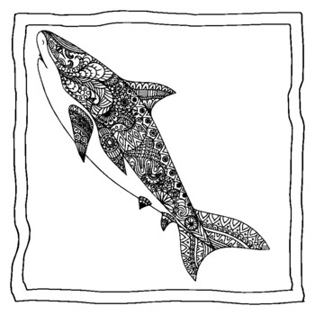 Mindful mandala shark coloring pages by abdell hida tpt