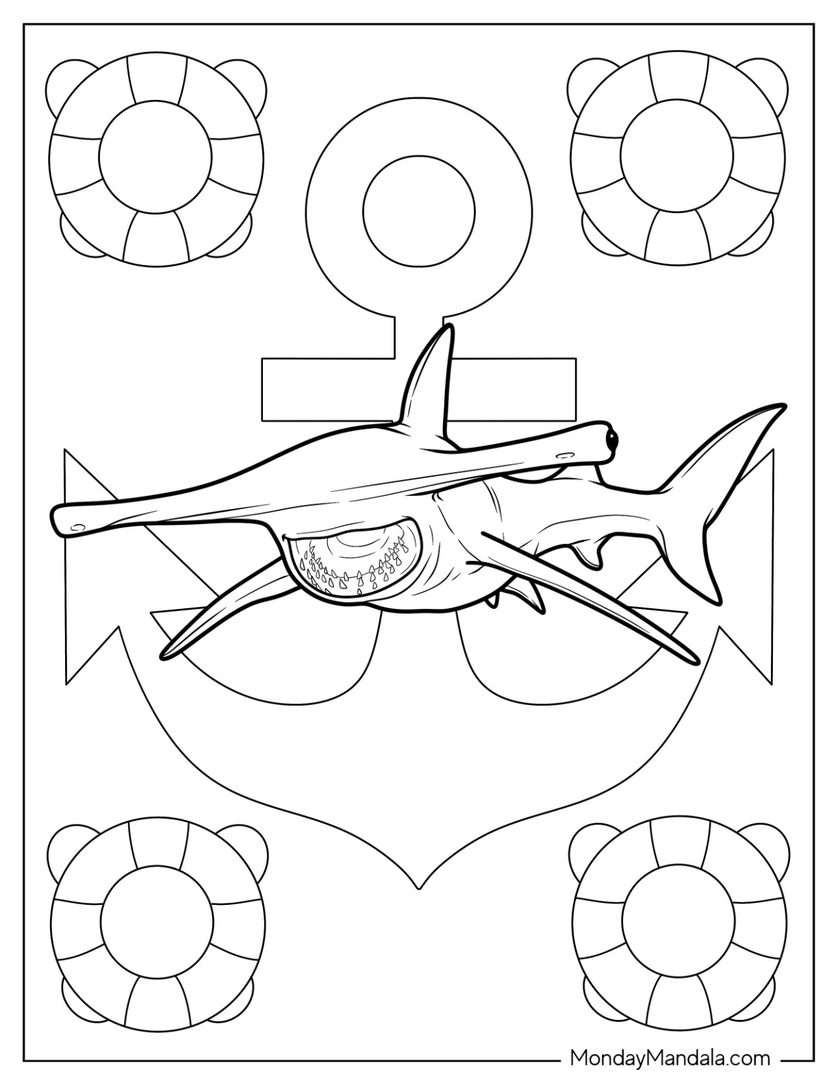 Shark coloring pages free pdf printables