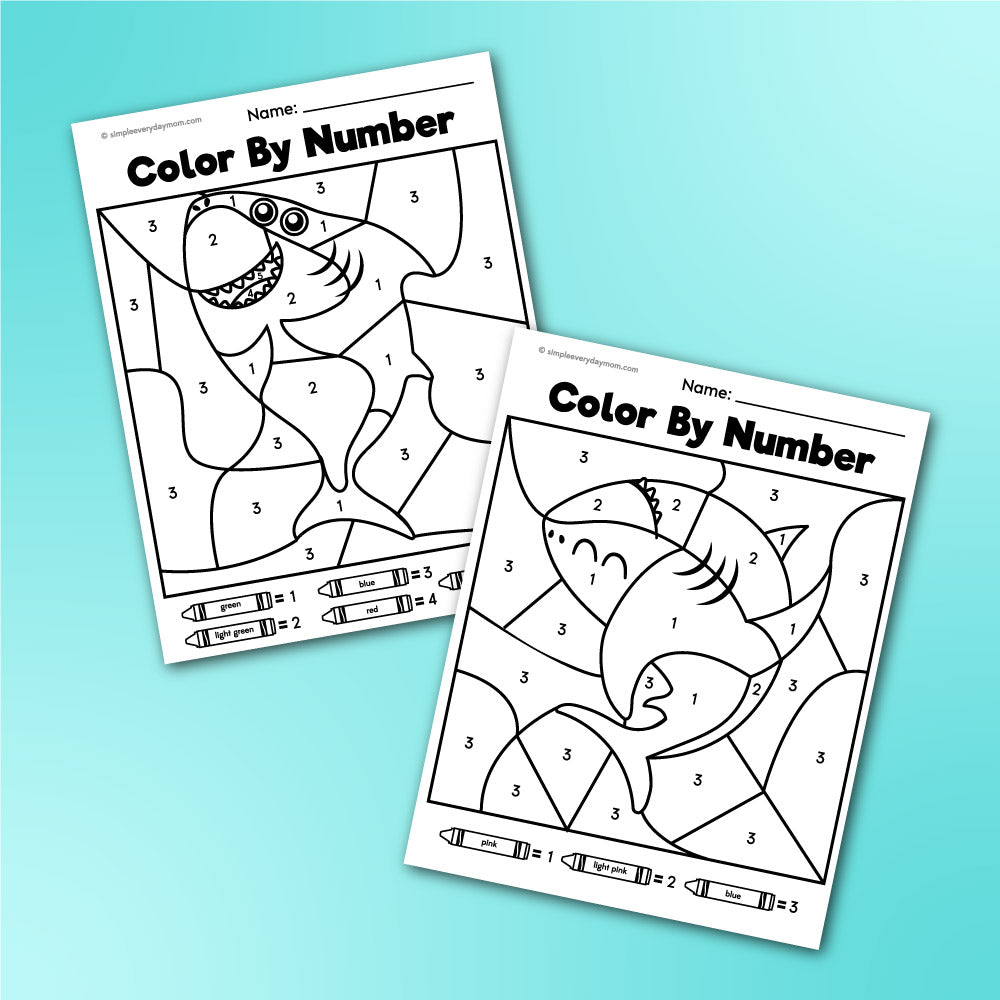 Shark color by number printables â simple everyday mom