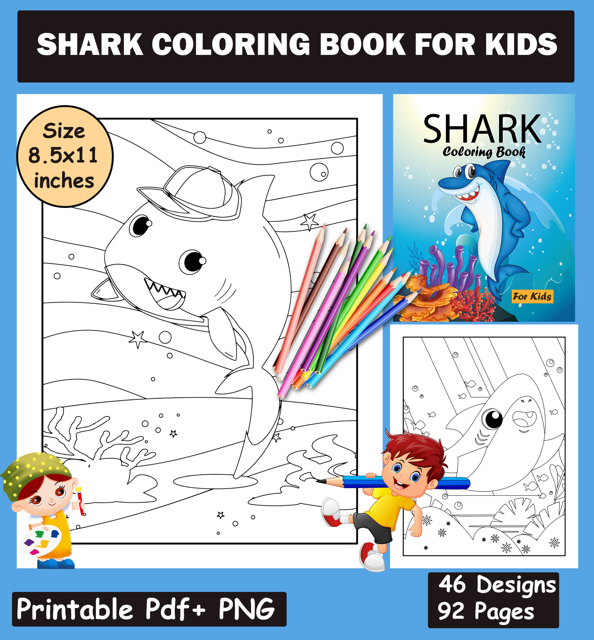 Shark coloring pages for kids printable cute and unique shark designs coloring pages made by teachers