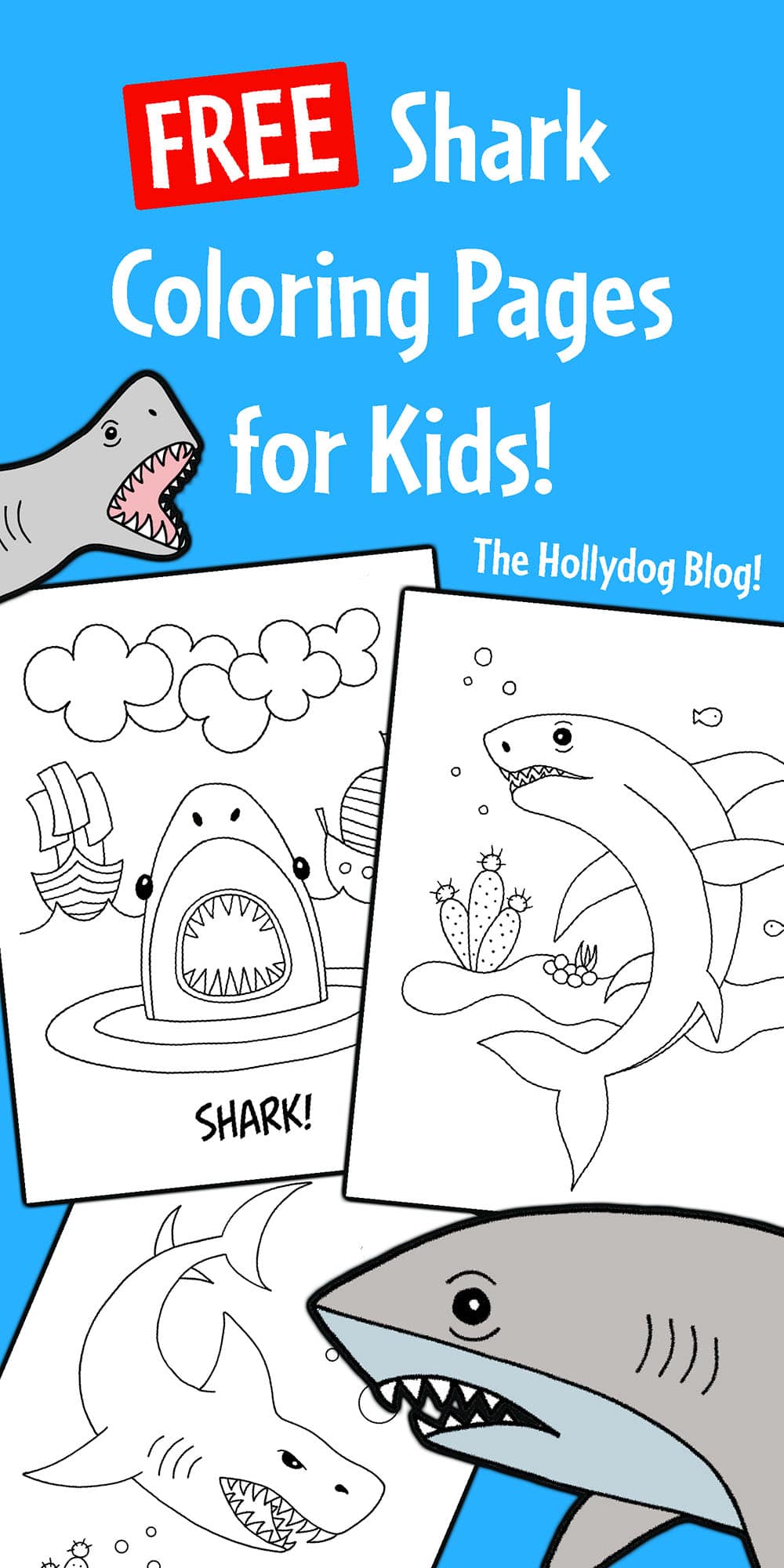 Free shark coloring pages for kids â the hollydog blog