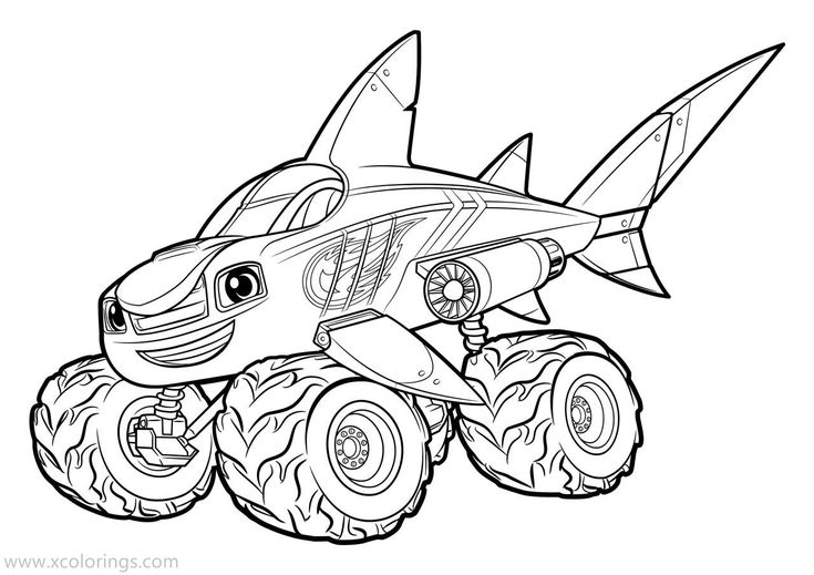 Blaze and the monster machines coloring pages shark truck