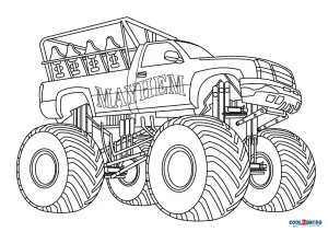 Free printable monster truck coloring pages for kids