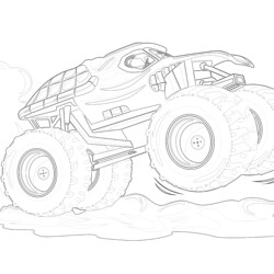 Printable shark monster truck coloring page