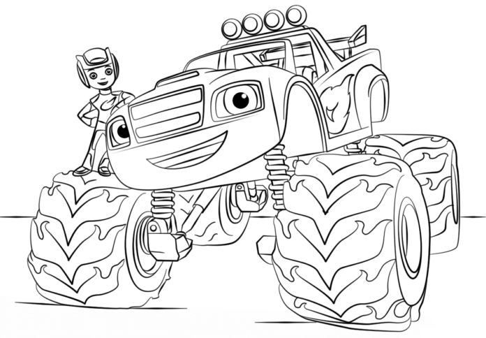 Monster truck shark coloring book to print and online