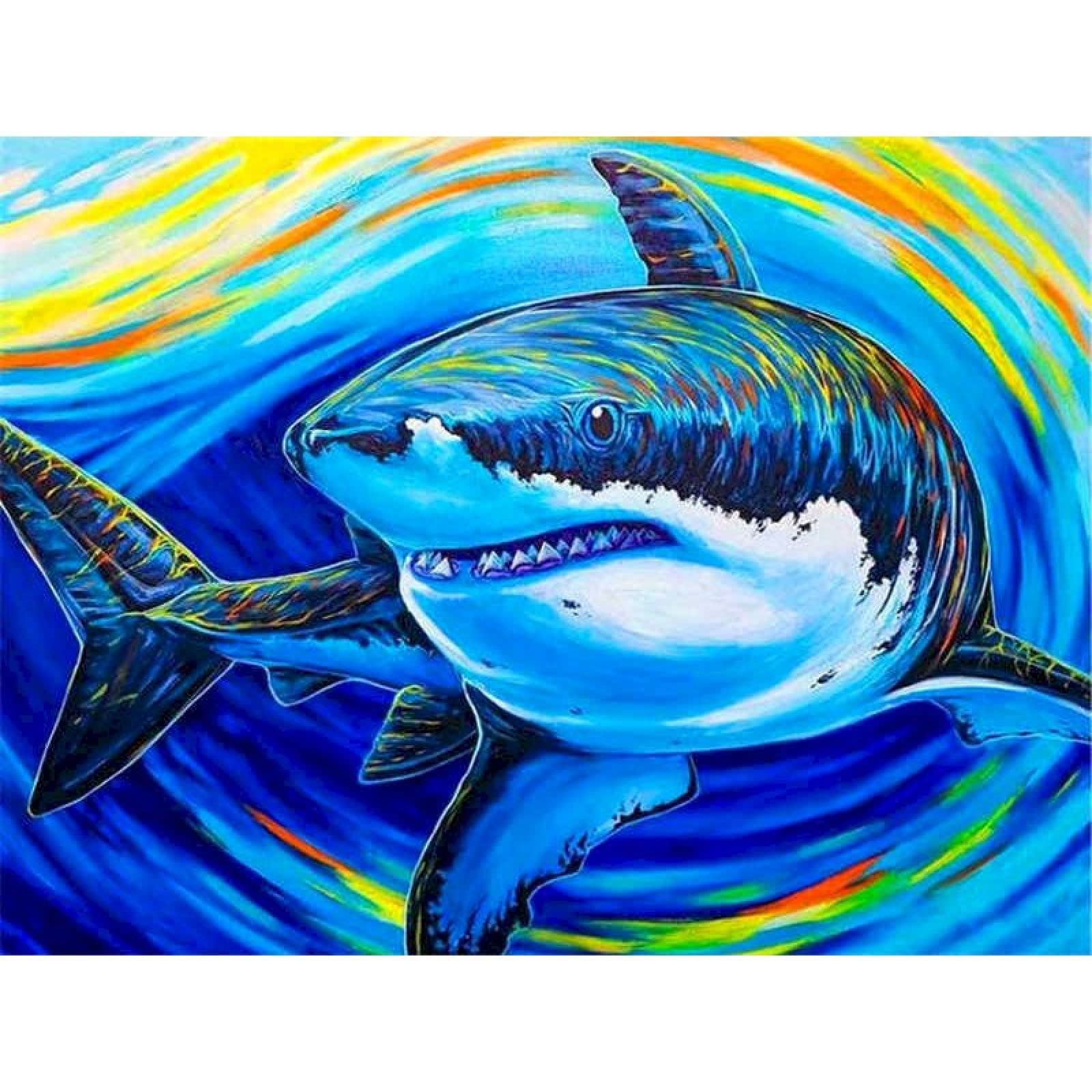 Oil by numbers shark acrylic paint for number painting on canvas animal home der wall art diy frame xcm oil painting by number kit loring book adult hand painted diy picture