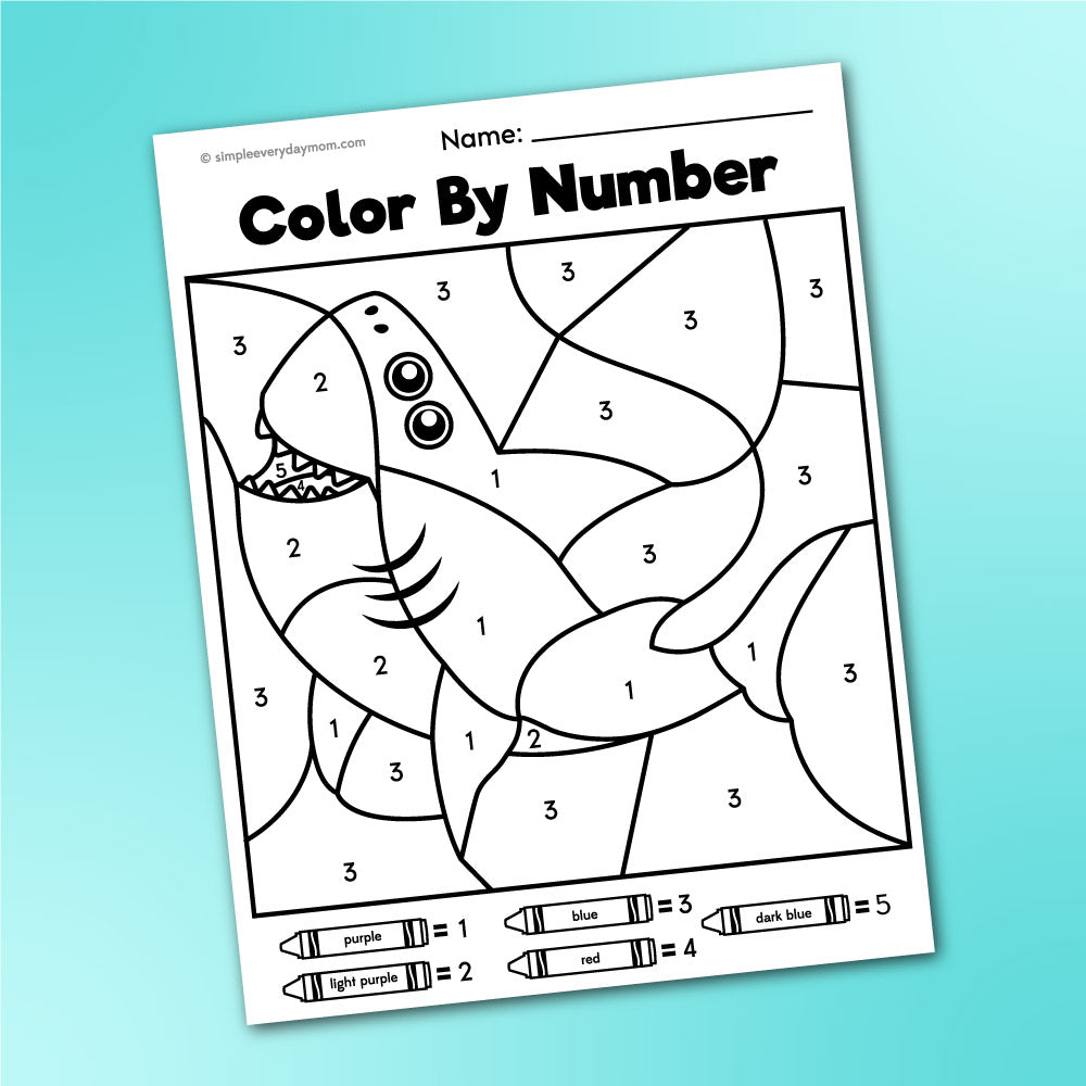 Shark color by number printables â simple everyday mom