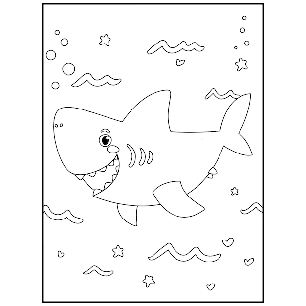 Premium vector shark coloring pages for kids premium vector