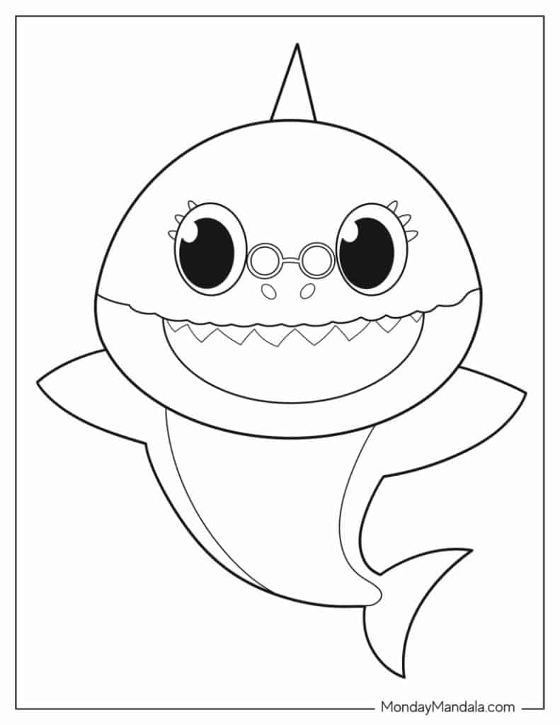 Baby shark coloring pages free pdf printables