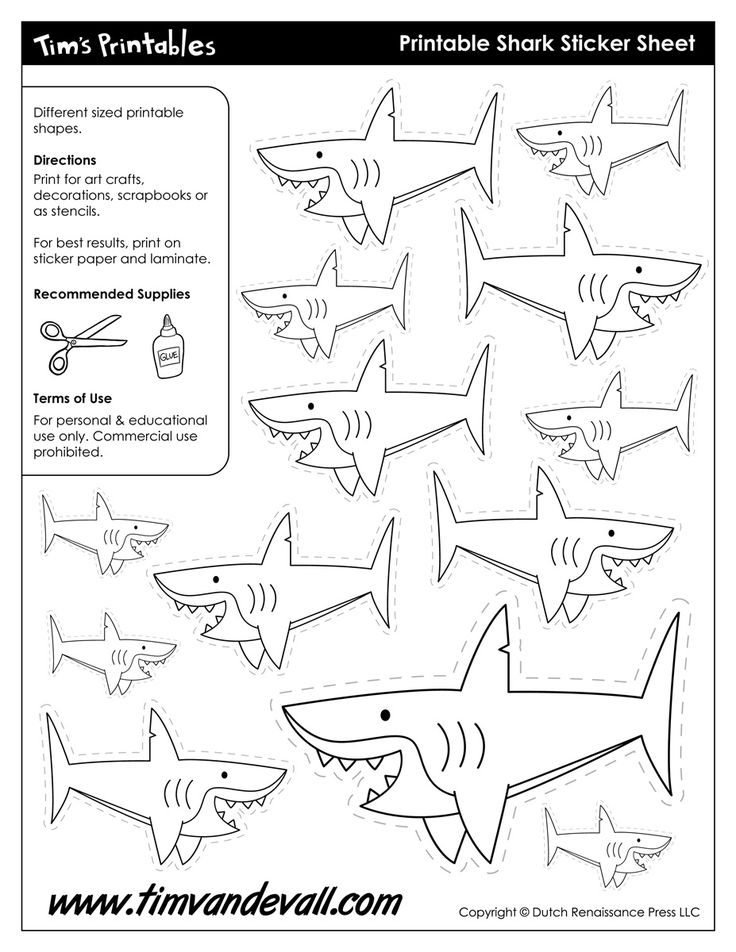 Shark templates â tims printables shark coloring pages shark shape templates