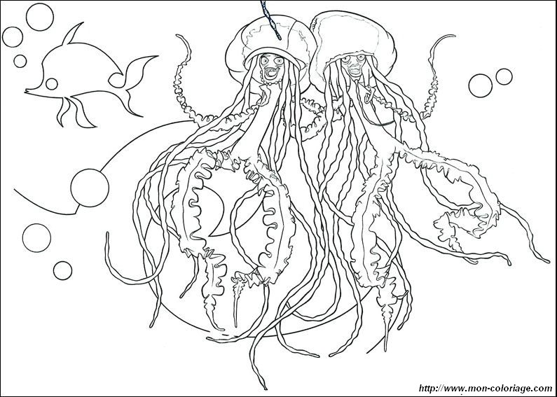 Coloring shark tale page jellyfish to print out or color online