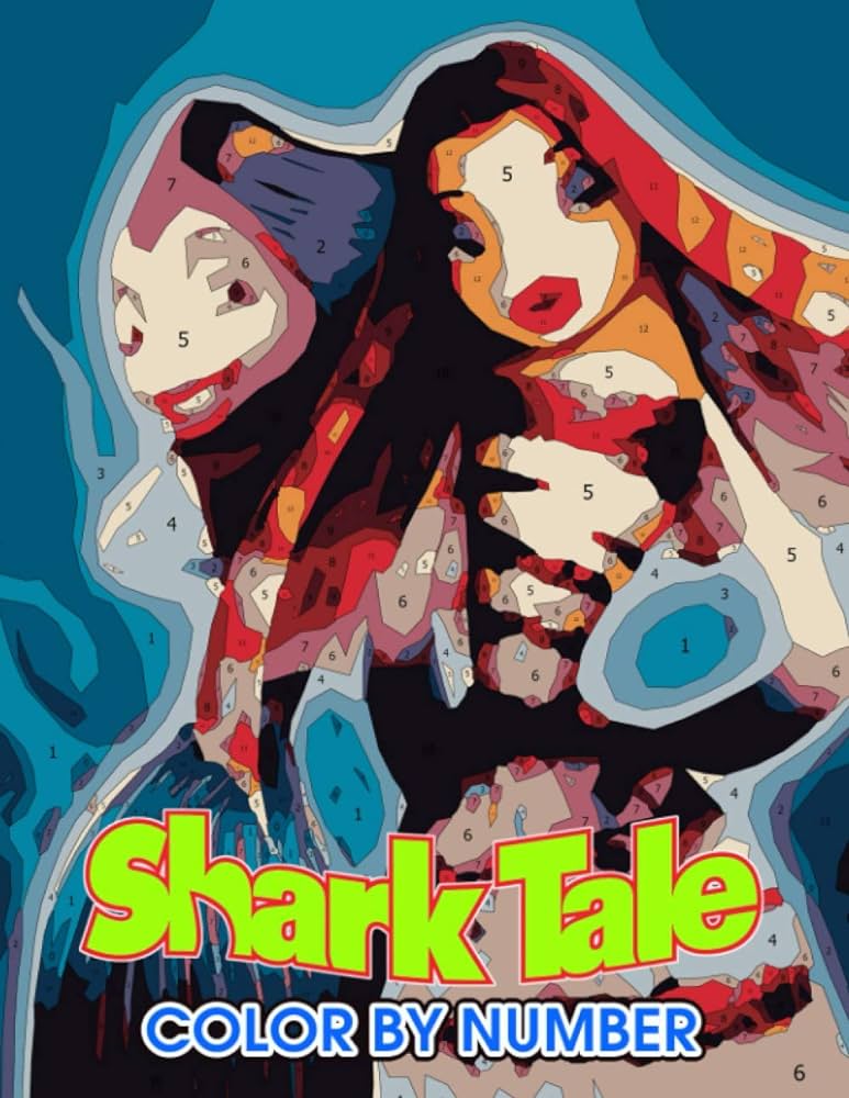 Shark tale color by number shark tale color book an adult coloring book for stress