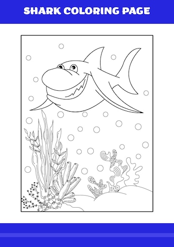 Premium vector shark coloring page for kids shark coloring book for relax and meditation