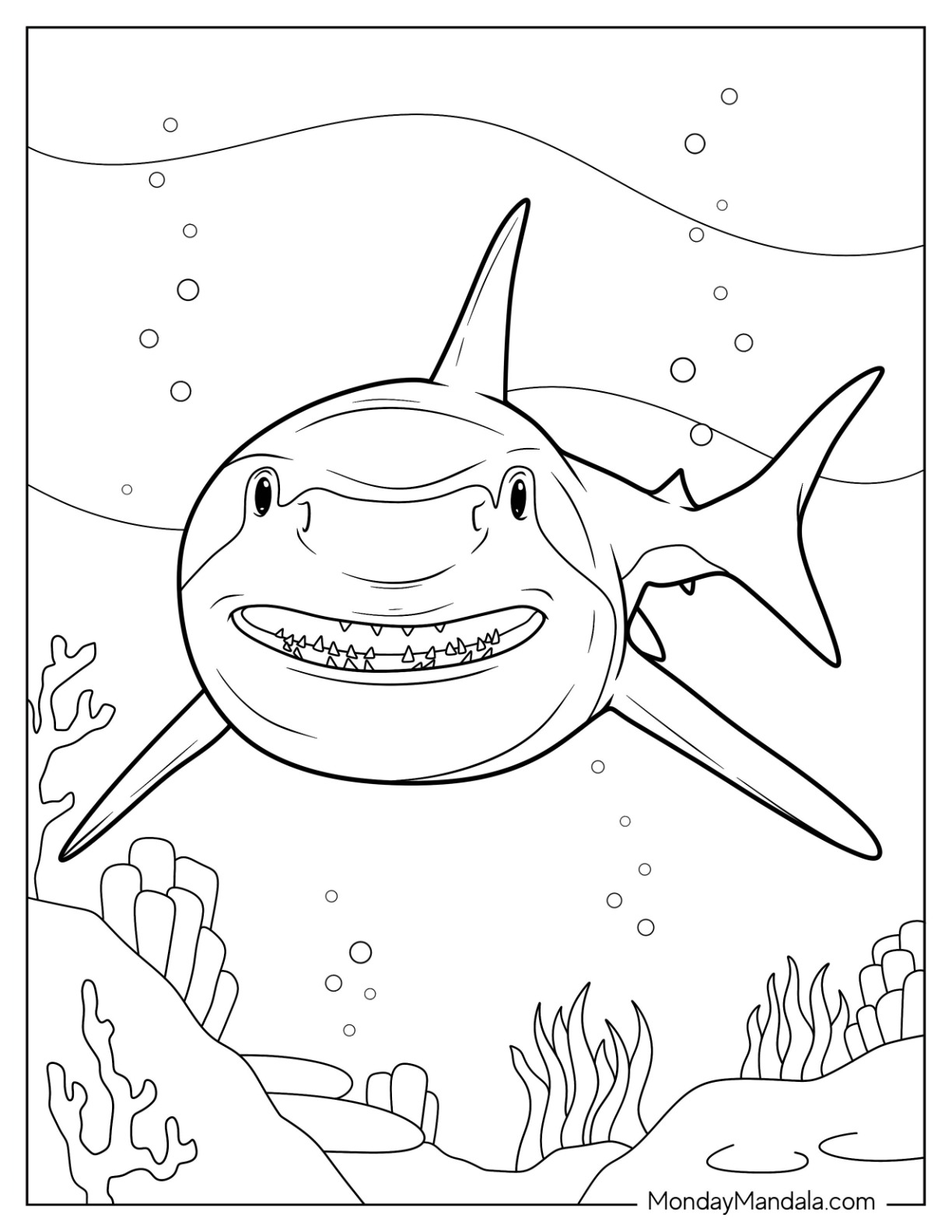 Shark coloring pages free pdf printables