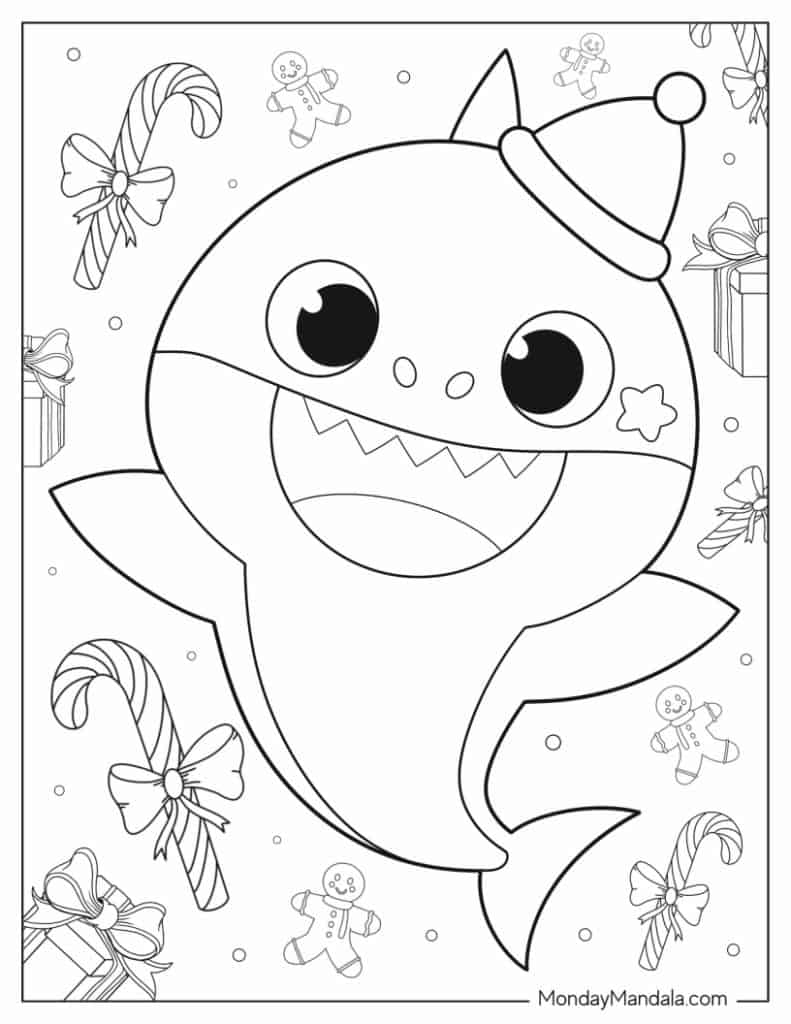 Baby shark coloring pages free pdf printables