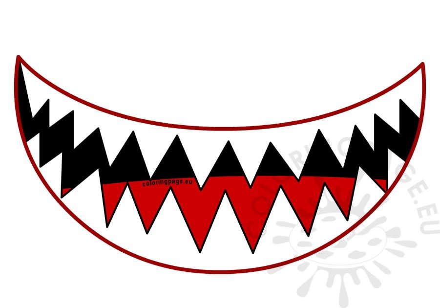 Shark teeth coloring page