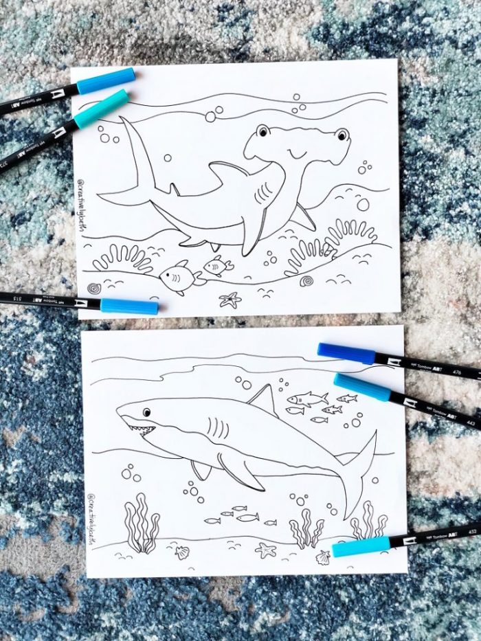 Free shark coloring pages for shark week