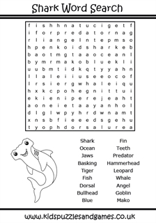 Shark word search