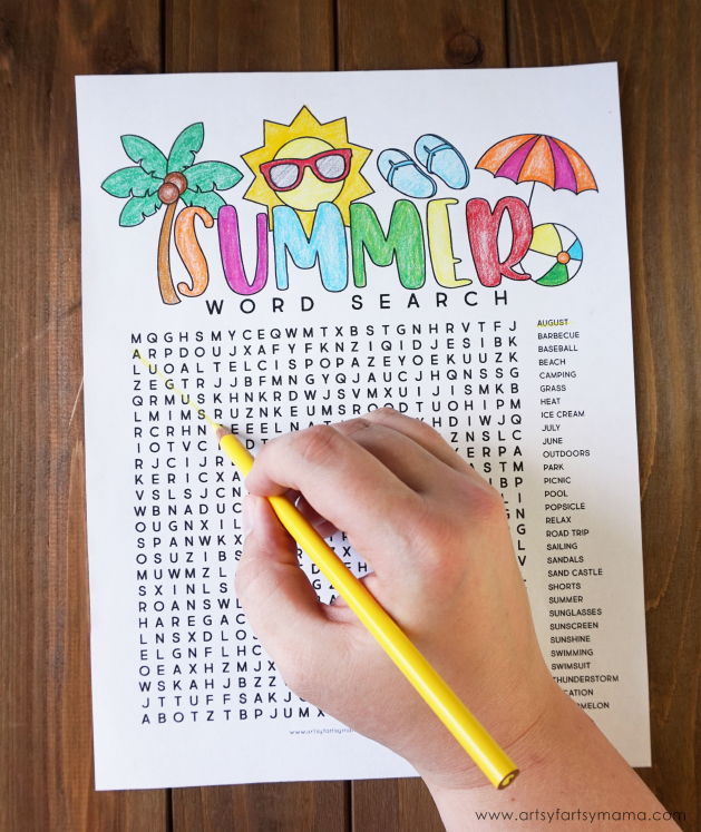 Free printable summer word search coloring page artsy