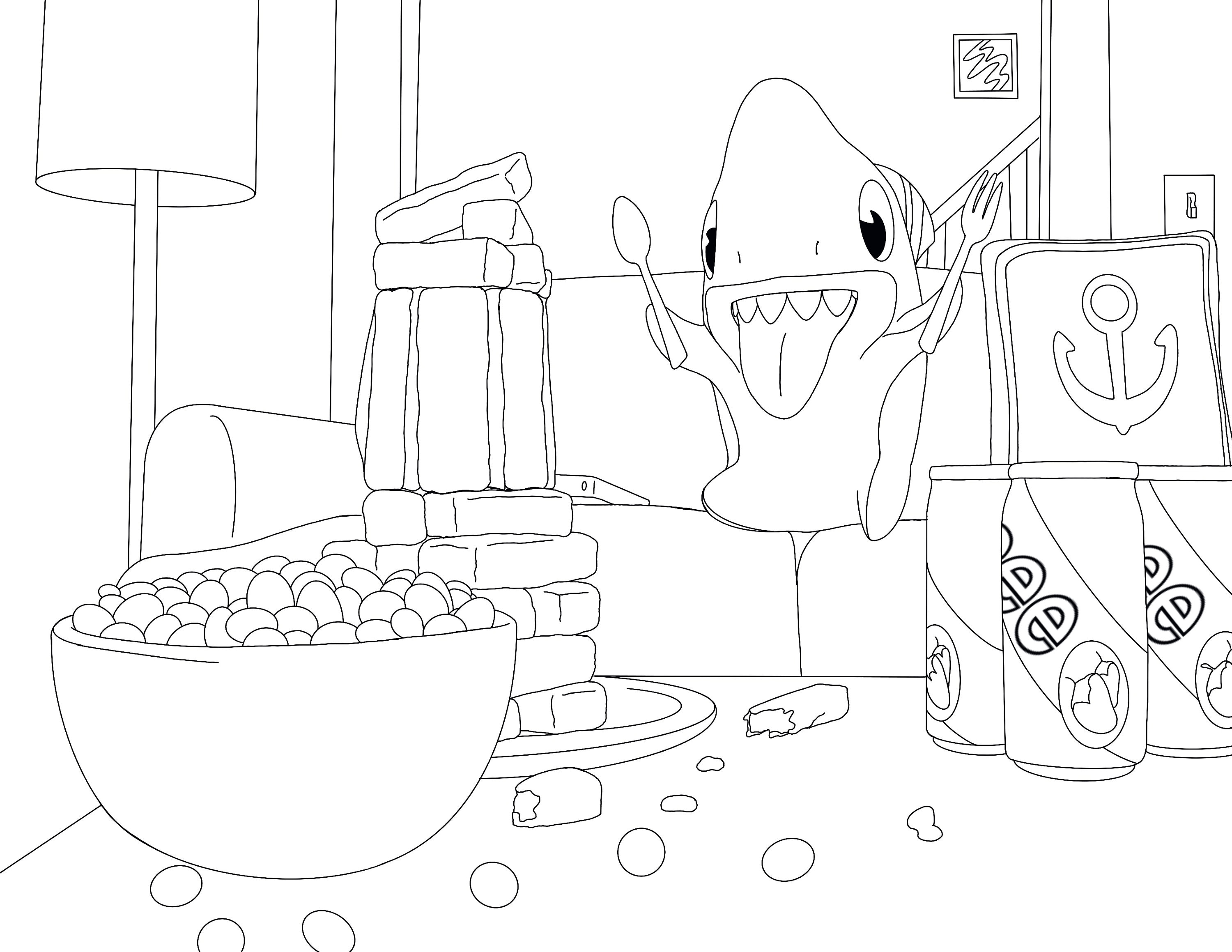 Sharkdog coloring page digital download
