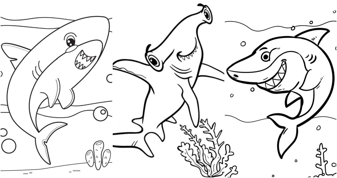 Free shark coloring pages for kids and adults