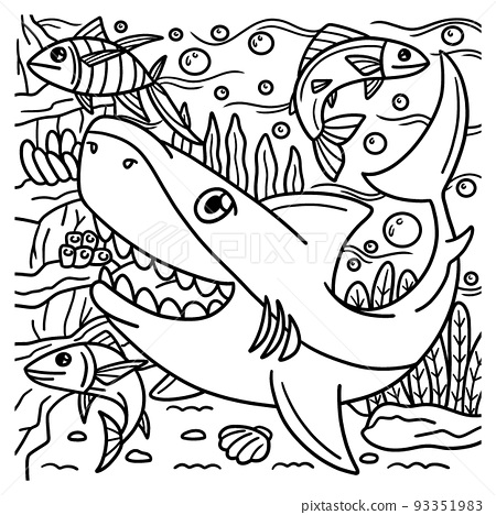 Great white shark coloring page for kids