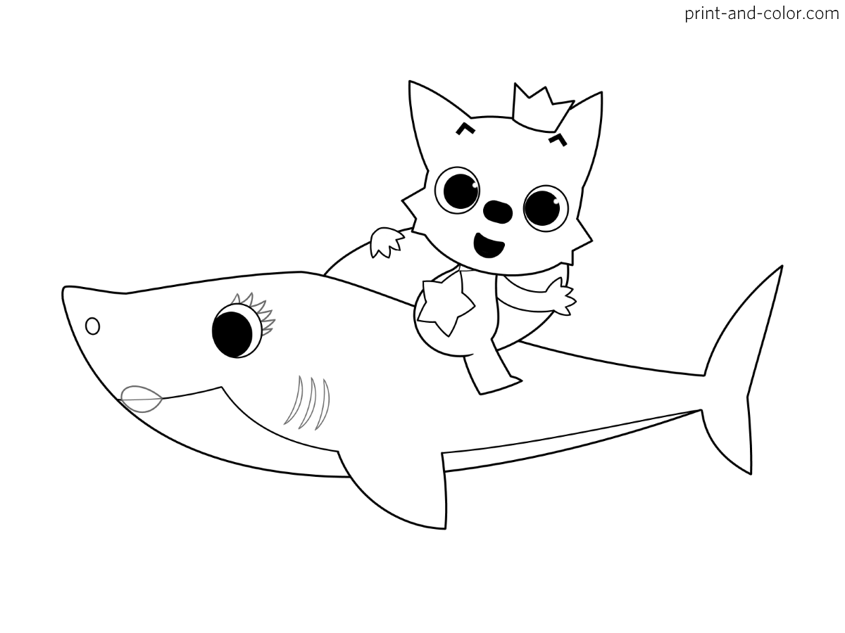 Baby shark coloring pages print and color