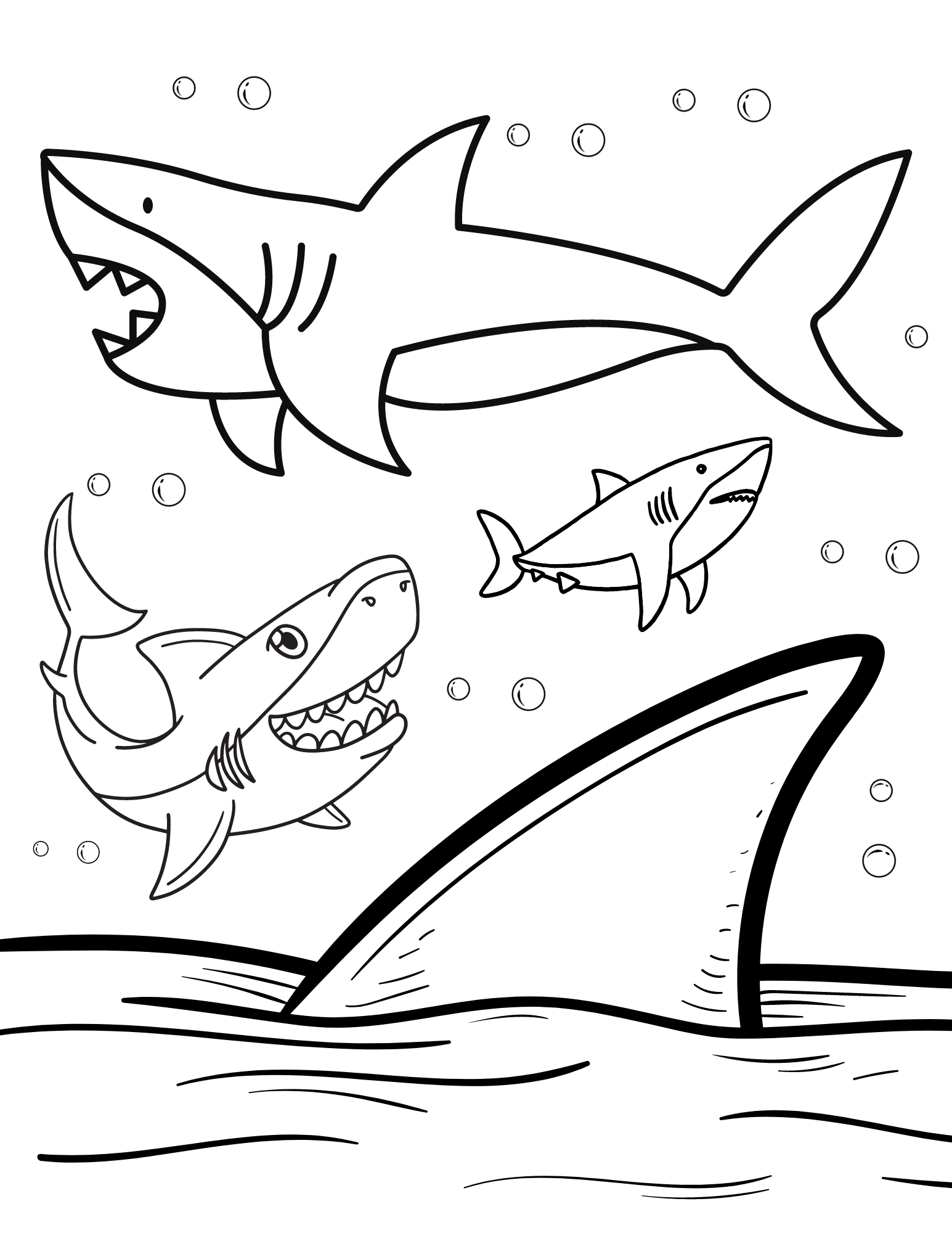 Spectacular shark coloring pages for kids and adults