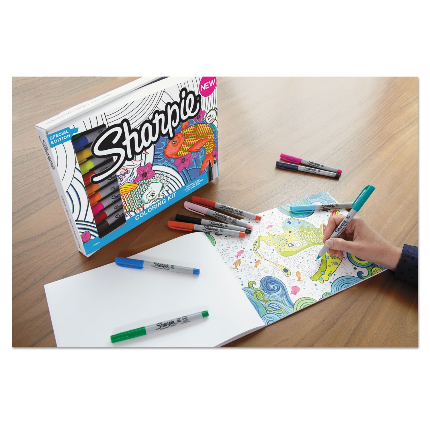 Sharpie adult coloring kit aquatic theme coloring book with markers book markers coloring pages inspirational coloring markers