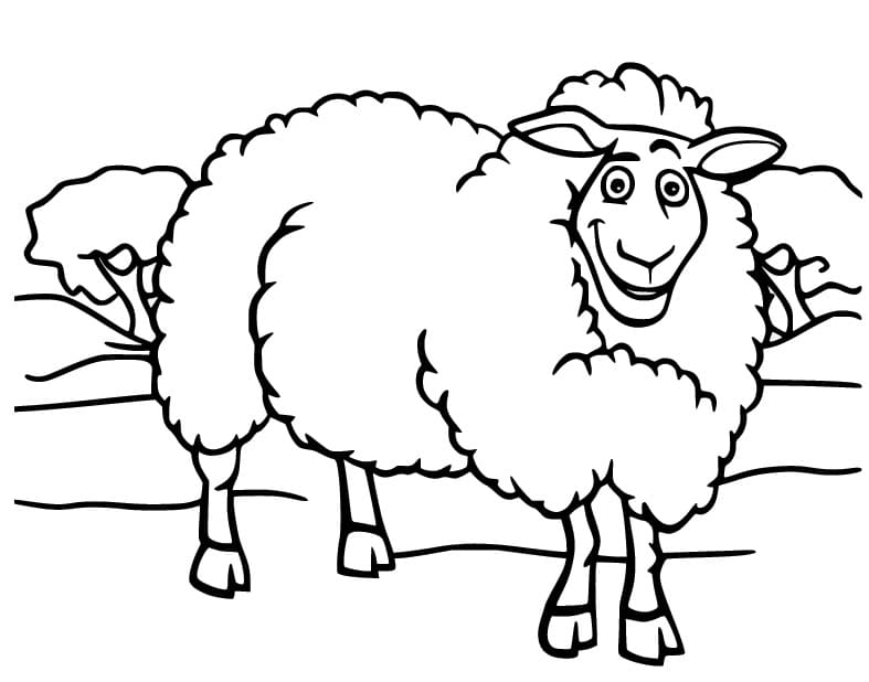 A cartoon sheep coloring page