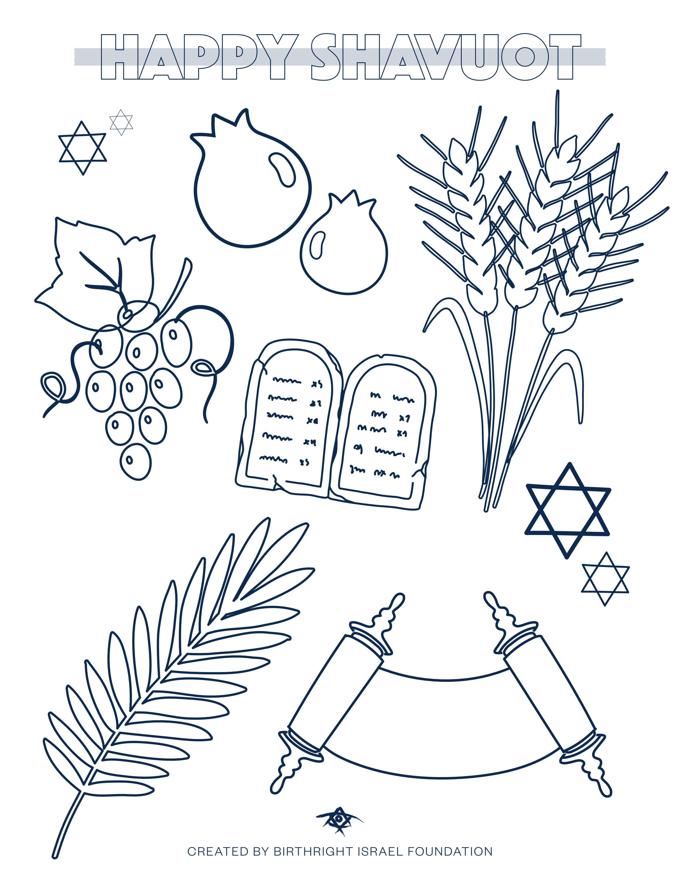 A shavuot coloring page by birthright israel foundation