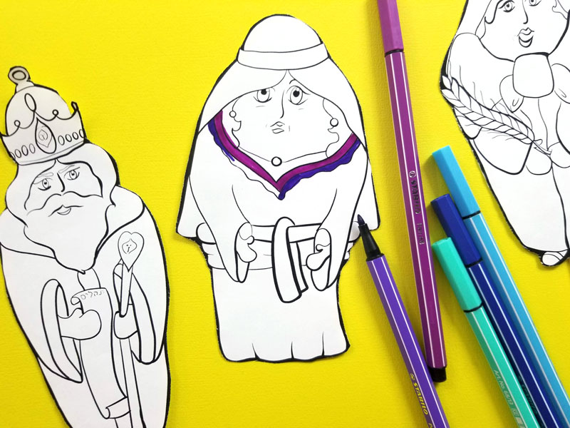 Shavuot coloring puppets