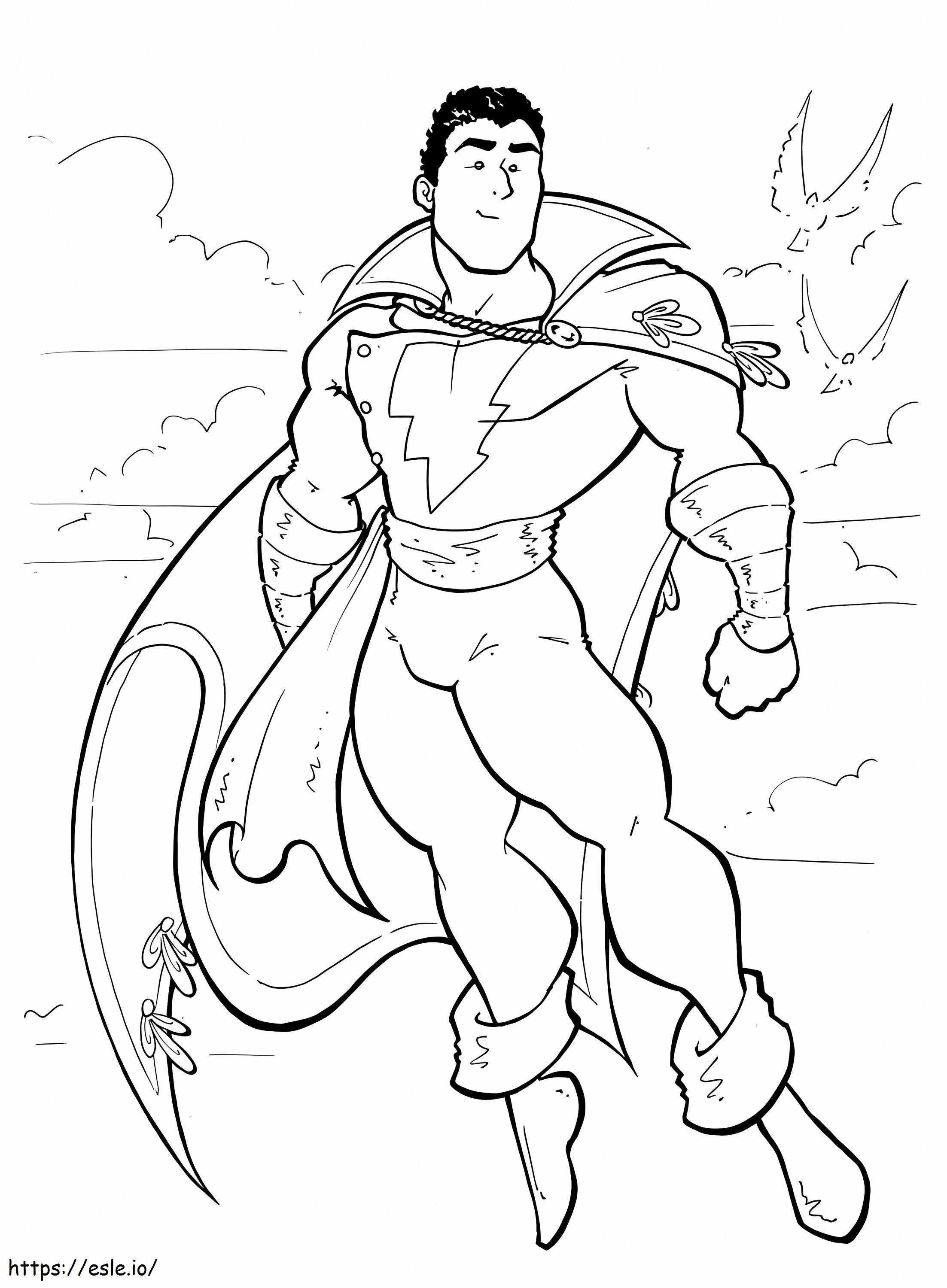 Cartoon shazam coloring page