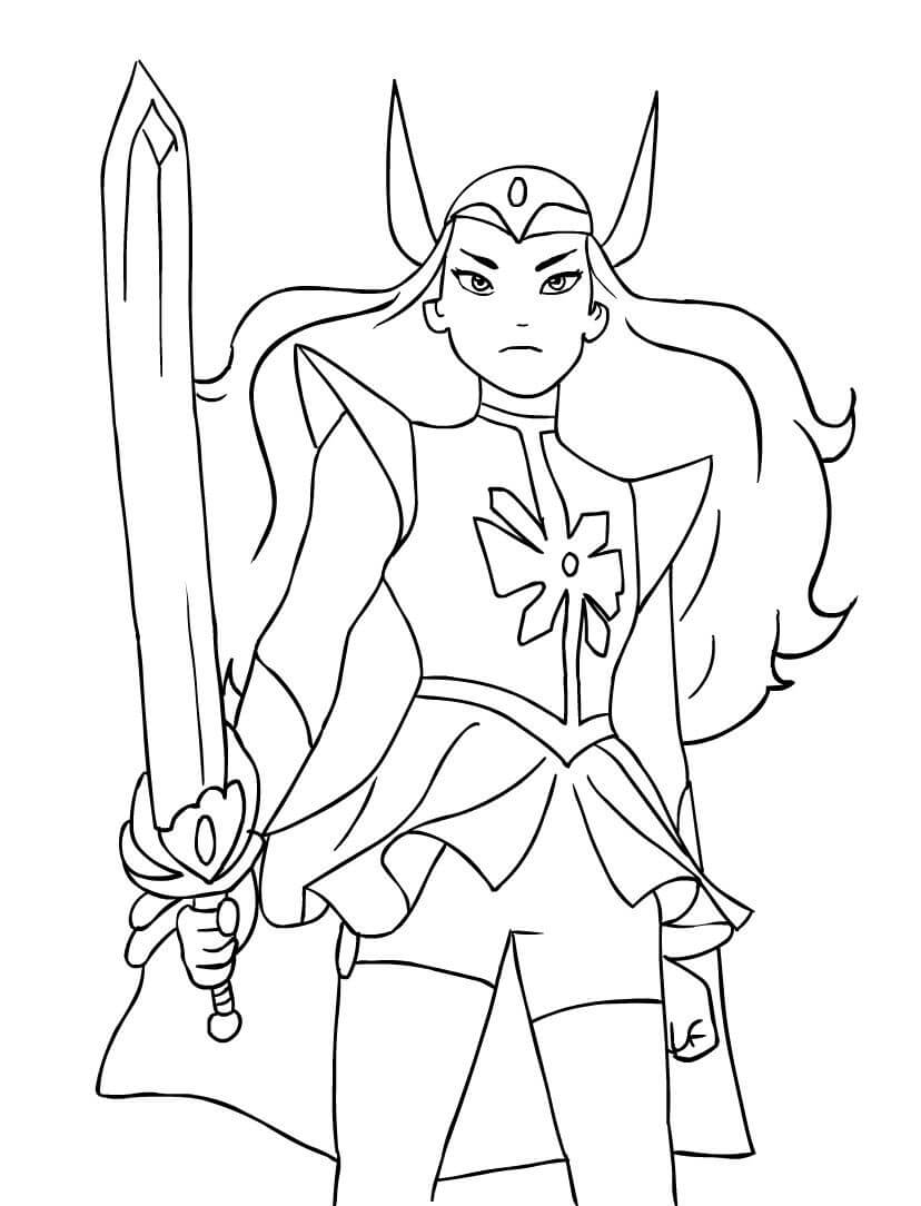 Princess with sword coloring page