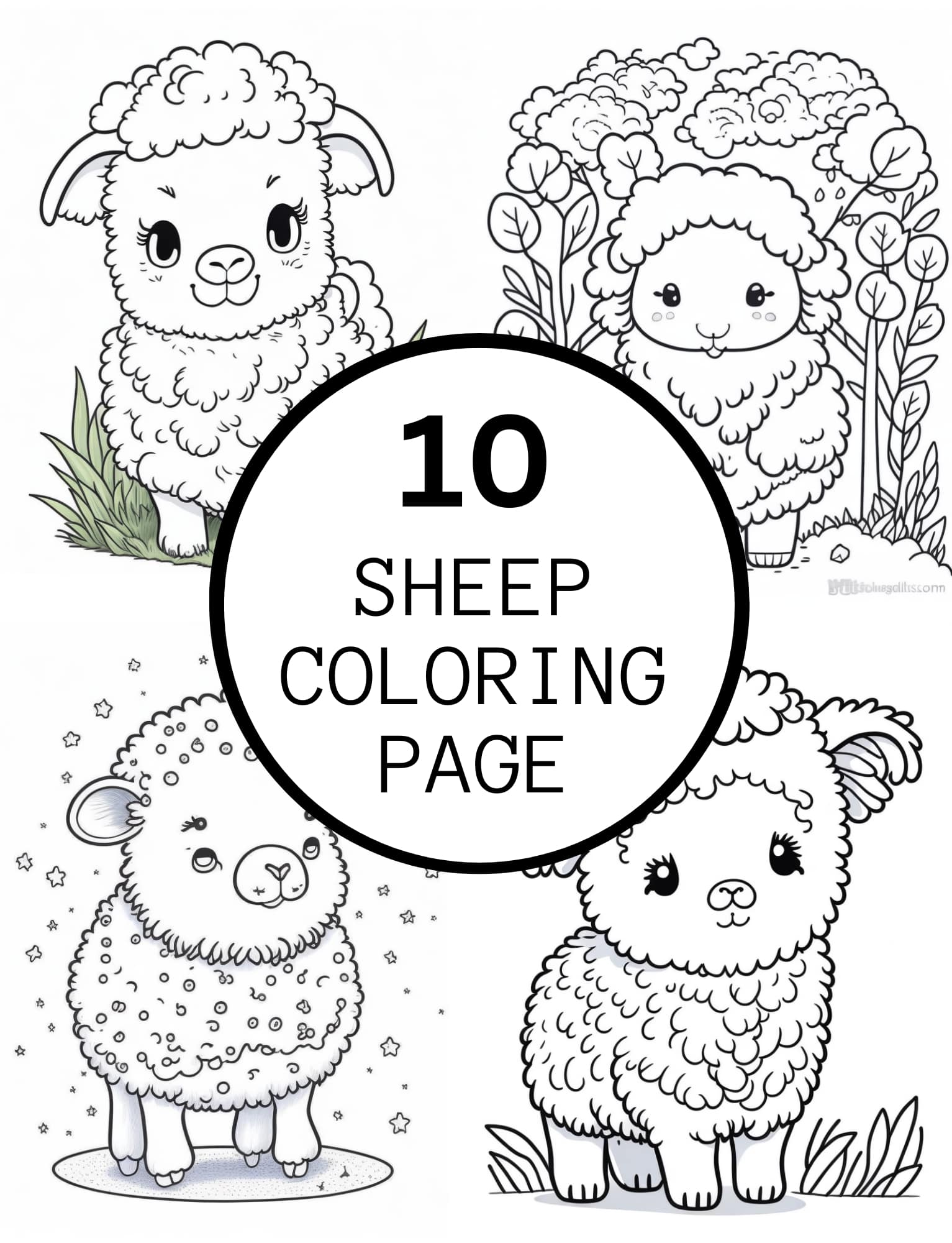 Realistic sheeps coloring pages for kids and adults made by teachers