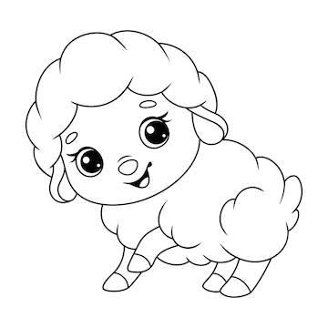 Premium vector little sheep coloring page