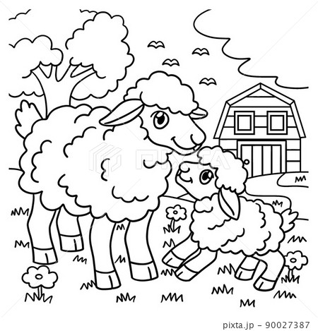 Sheep coloring page for kids