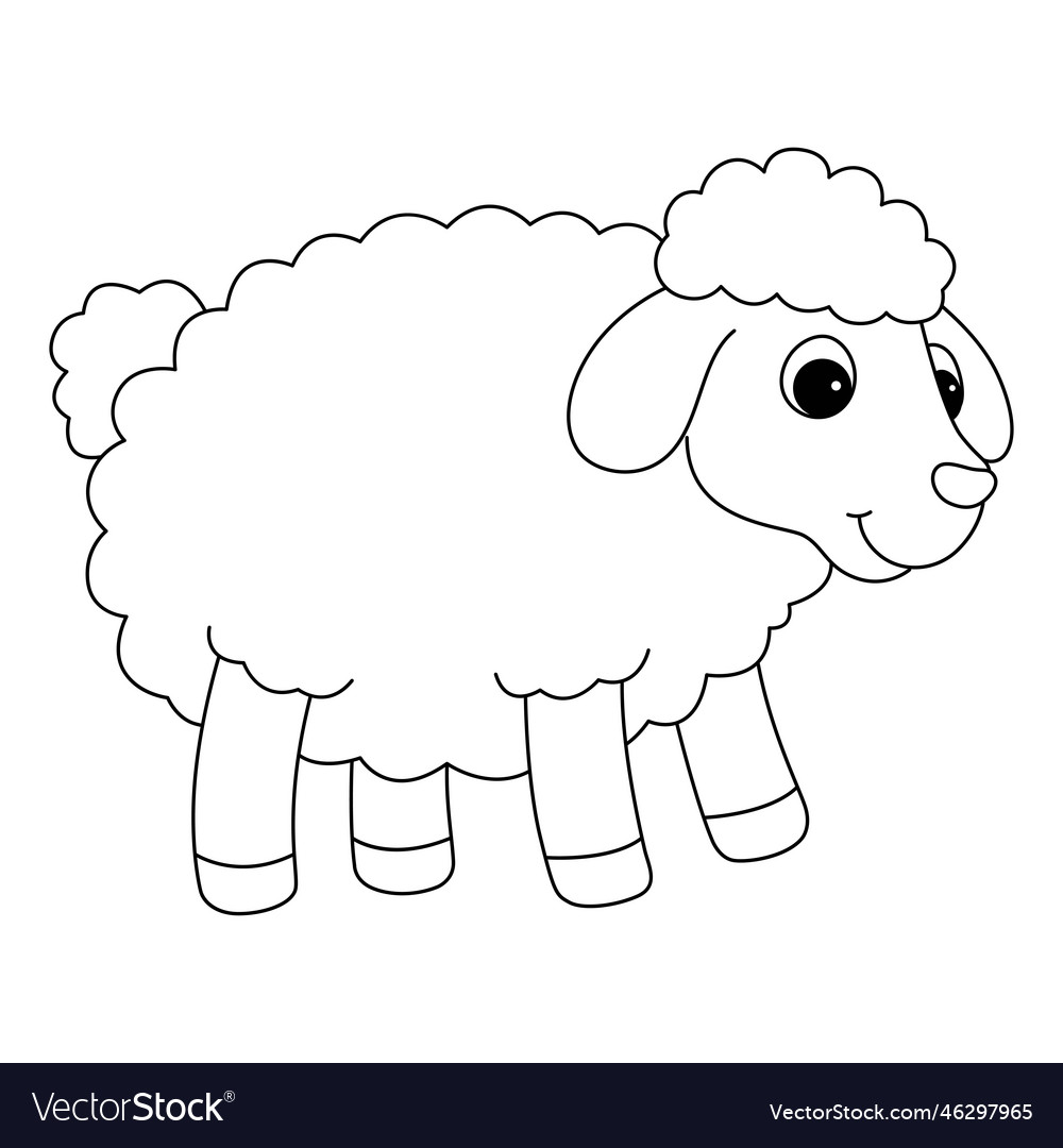 Sheep isolated coloring page for kids royalty free vector