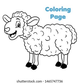 Hakuun cute cartoon sheep coloring page vector liittyvã vektorikuva rojaltivapaa