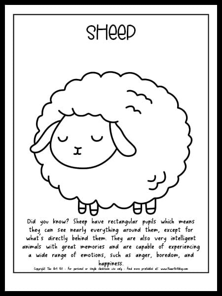 Baby sheep coloring page free printable â the art kit