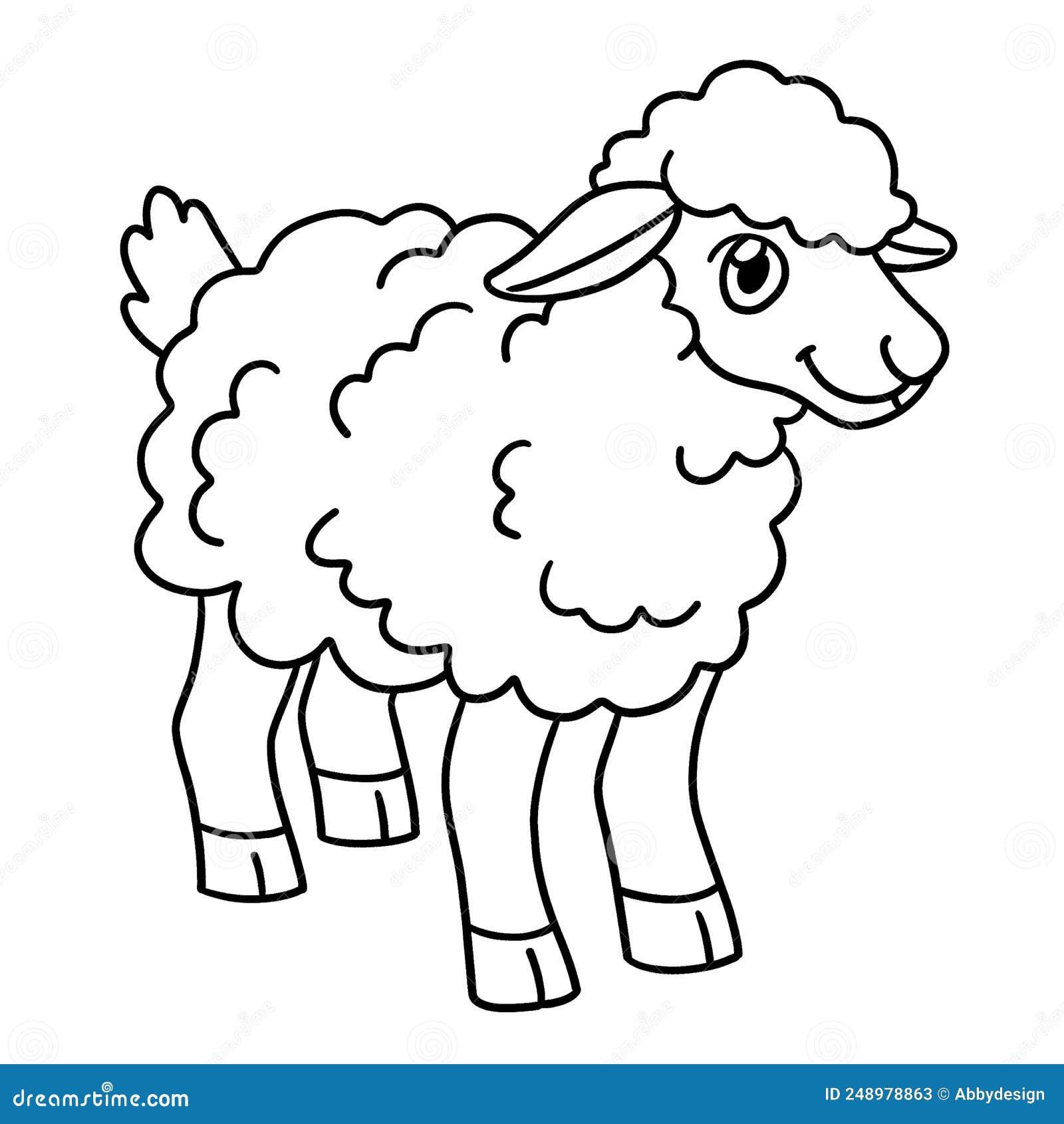 Sheep coloring page isolated for kids stock vector