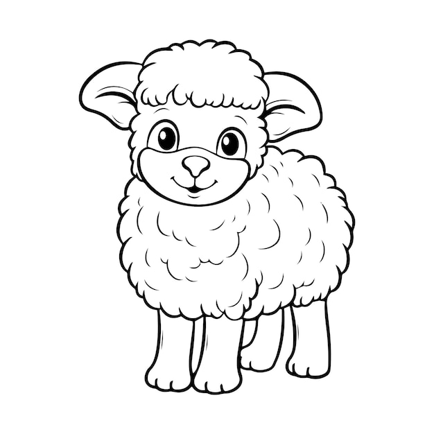 Premium vector sheep coloring page with a lamb