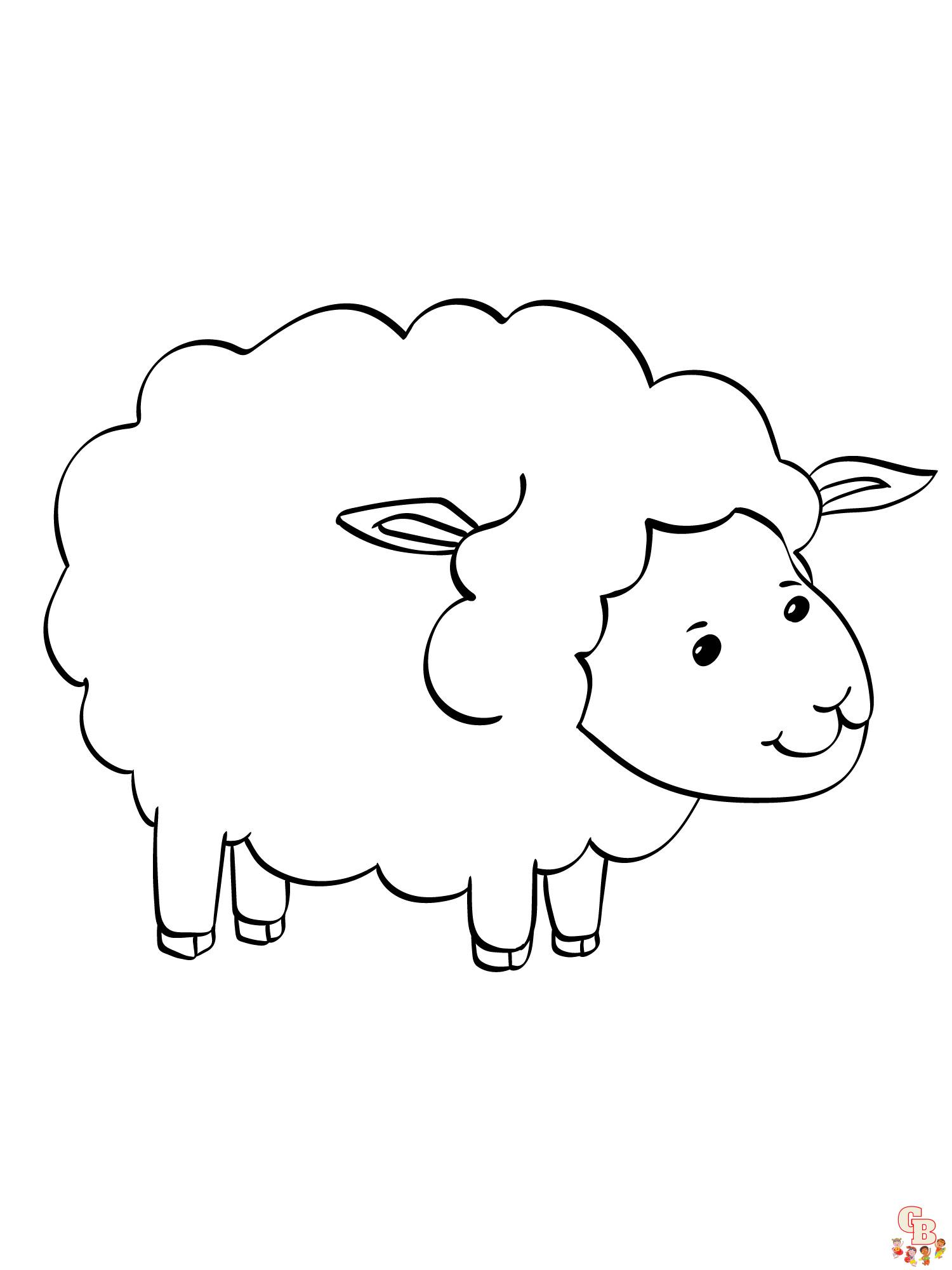 Colorful sheep coloring pages for kids